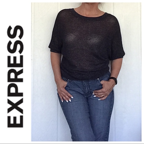 EXPRESS NAVY BLUE DOLMAN SLEEVE SWEATER TOP SIZE MEDIUM - Picture 4 of 12